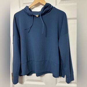 Mondetta Performance & Luxury Hooded Pullover BLUE Oversized Active Top Womens S